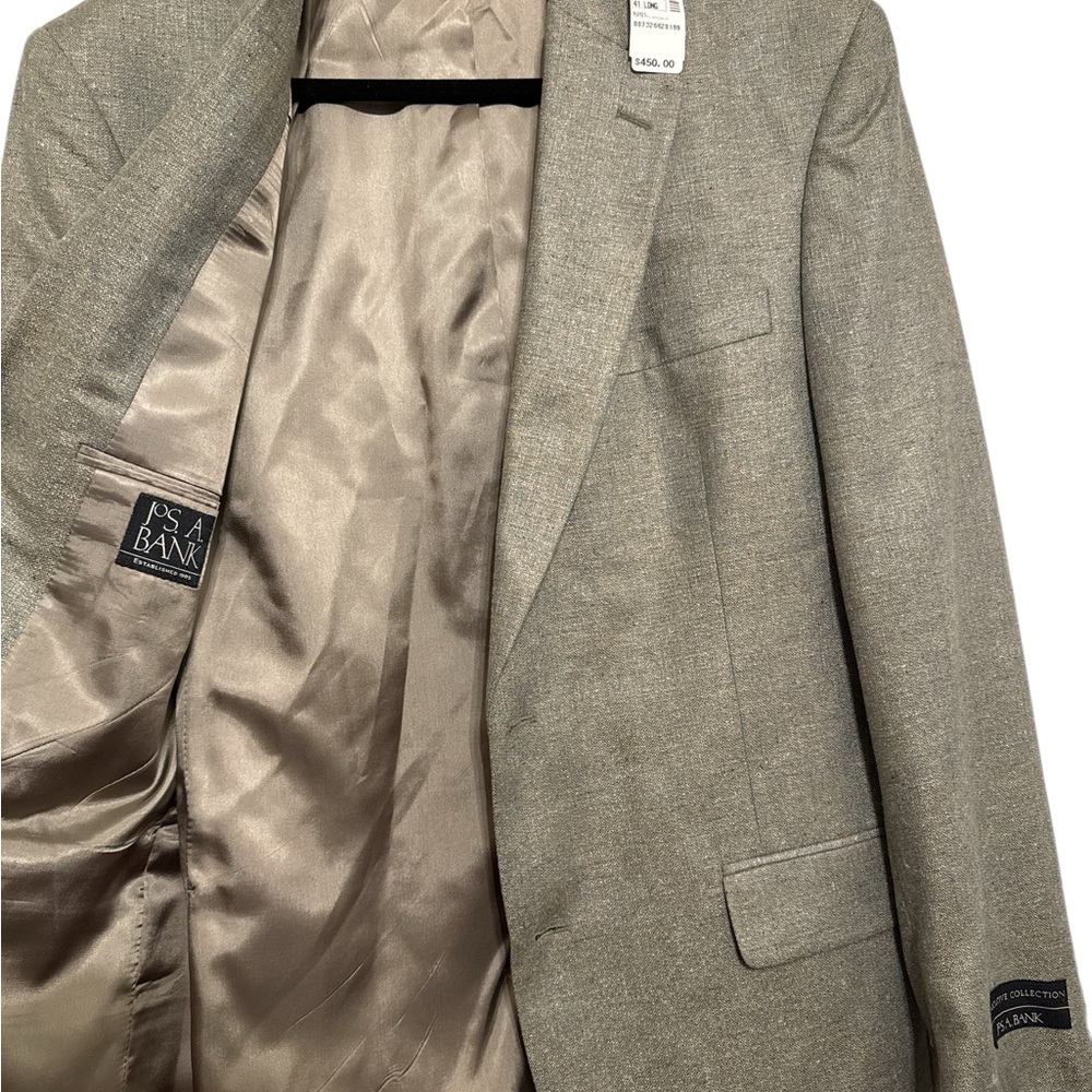 NWT Jos. A. Bank Executive Gordon  100% Silk Jacket Sage Size 41‎ Long Blazer - Picture 4 of 10